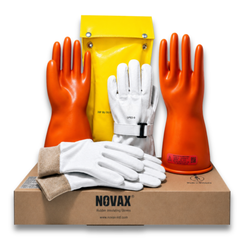 Kit de guantes dieléctricos  para trabajar hasta 7500v, clase 1, largo 14