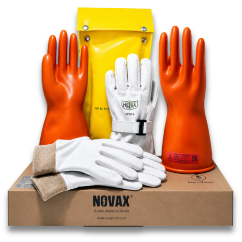 Kit de guantes dieléctricos  para trabajar hasta 500v clase 00